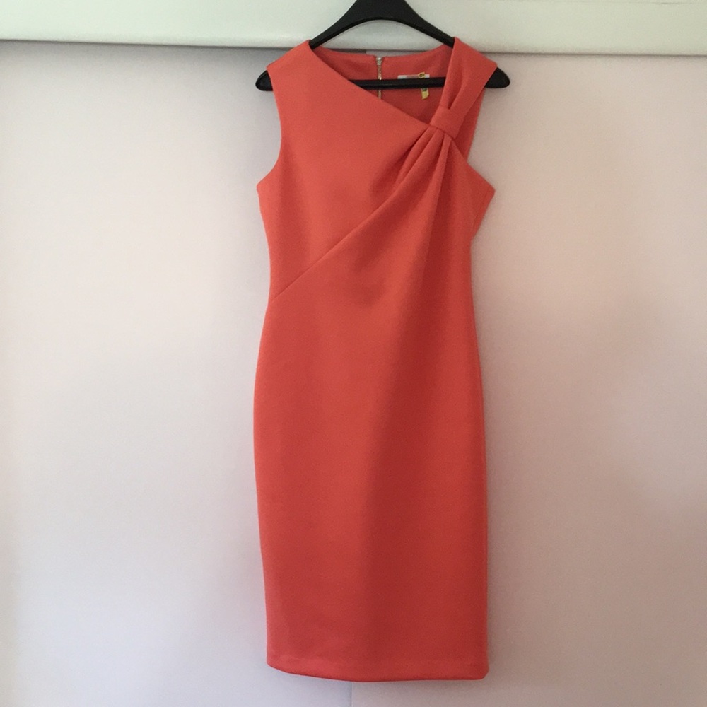 Coral Calvin Klein coral fitted sheath size 6 EUC